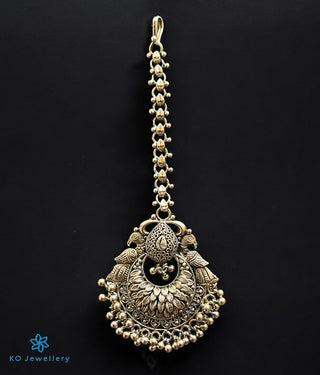 The Mayuraka Silver Peacock Maang Tikka (Oxidised)