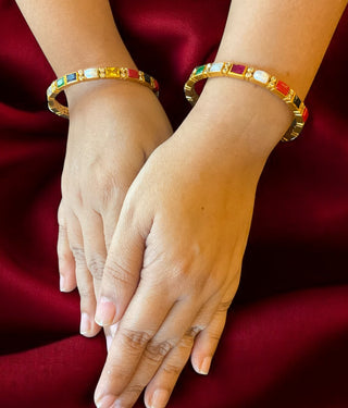 The Siri Silver Navratna Bangle (Size 2.2/2.4/2.8)