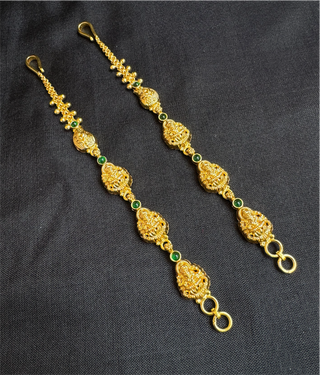 The Rithika Silver Lakshmi Ear chain (Green)