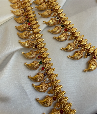 The Ananya Silver Navaratna Mango Necklace Set of 2