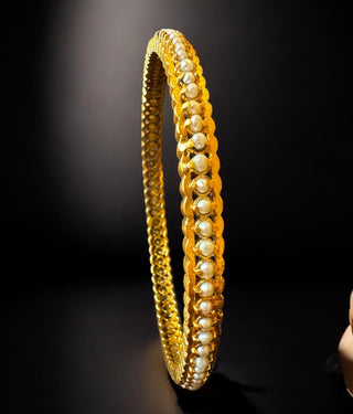 The Jhilmil Silver Pearl Bangle- Single (Size/2.2/ 2.4/2.6/2.8)