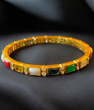 The Siri Silver Navratna Bangle (Size 2.2/2.4/2.8)