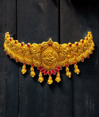 The Anulasya Silver Peacock Nakshi Choker Necklace