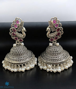 A pair of Zaitra Antique Silver Jhumka