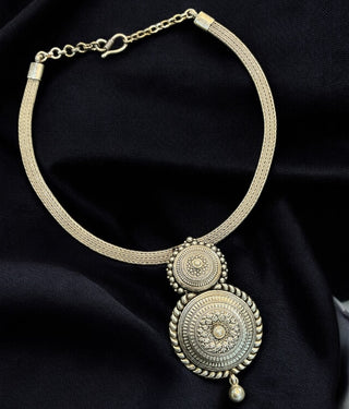 The Aadhya Silver Heritage Nakshi Pearl Necklace