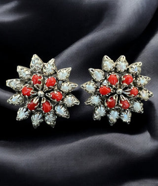The Sayami Silver Coral & Pearl Ear-studs