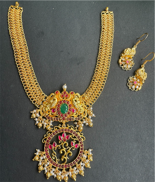 The Vilasini Silver Peacock Necklace & Earrings