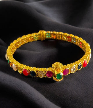 The Kripa Silver Navratna Bracelet (Size/2.2/2.4/2.6/2.8)