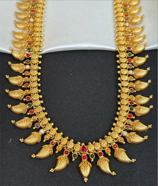 The Ananya Silver Navaratna Mango Necklace Set of 2