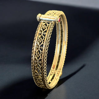 The Tapti Silver Designer Filigree Bracelet-Single (Oxidised/Size /2.2/2.4/2.6/2.8)