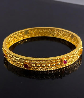 The Parag Silver Red Kemp Filigree Bangle- Single (Size /2.2/2.4/2.6/2.8)