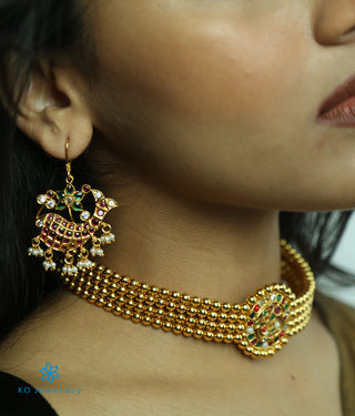 The Bhamini Silver Navratna Peacock Choker Necklace