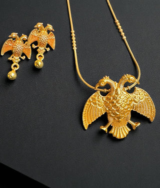 The Dvirupa Gandaberunda Silver Pendant & Earrings