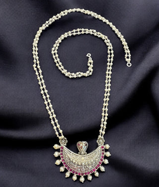 The Anavila Pearl & Kemp Kokkethathi Silver Necklace & Earrings