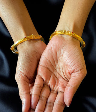 The Kumudini Antique Silver Coorgi Bangle-Single (Size 2.2/2.4/2.6/2.8)