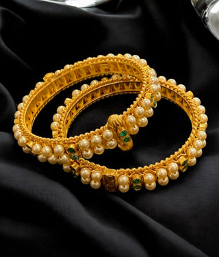 The Prisha Silver Pearl Bracelet Muttina Bale -Single ( Green /Size /2.2/2.4/2.6/2.8)