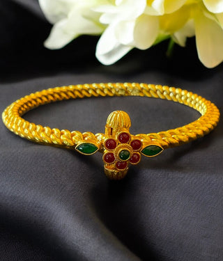 The Amuda Antique Silver Golusu Bracelet -Single(Red/Green /Size 2.2/2.4/2.6/2.8)