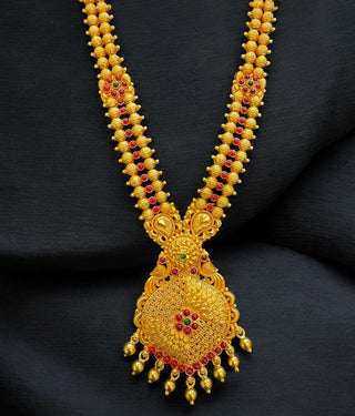 The Taraka Silver Long Filigree Peacock Necklace & Earrings