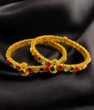 The Kripa Silver Navratna Bracelet (Size/2.2/2.4/2.6/2.8)