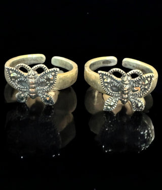 The Butterfly Silver Marcasite Toe-Rings