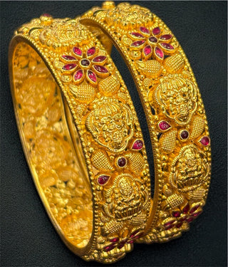 The Manorama Silver Lakshmi Nakkasi Bangle- Single (Size/2.2/2.4/2.6/2.8)