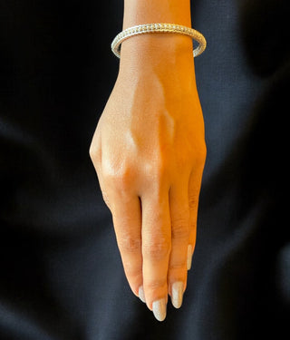 The Jhilmil Silver Pearl Bangle- Single (Oxidised-Size/2.2/ 2.4/2.6/2.8)