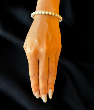 The Mrinmoyee Silver Pearl Bangle- Single (Oxidised/Size/2.2/ 2.4/2.6/2.8)