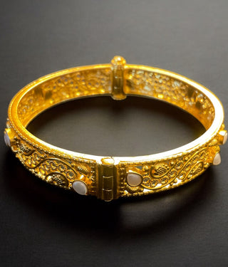 The Nrtu Silver Filigree Pearl Openable Bracelet - Single (Size /2.2/2.4/2.6/2.8)