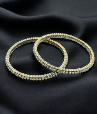 The Jhilmil Silver Pearl Bangle- Single (Oxidised-Size/2.2/ 2.4/2.6/2.8)