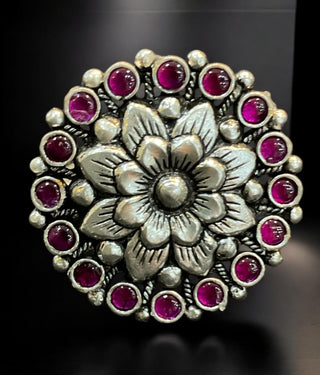 The Kamala Silver Lakshmi Adjustable Finger Ring