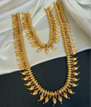 The Ananya Silver Navaratna Mango Necklace Set of 2