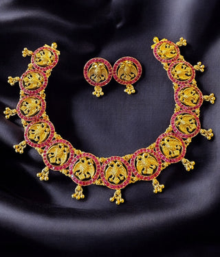 The Lakshanya Silver Gandaberunda Kemp Necklace & Earrings