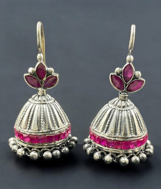 The Sarojini Silver Hook Jhumka