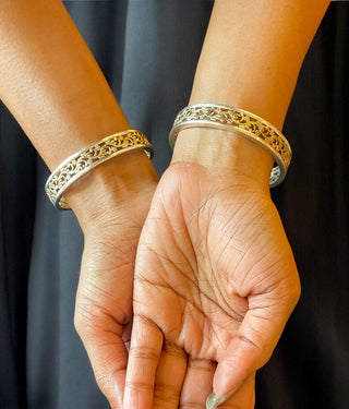 The Paritosh Silver Filigree Bangle- Single (Size /2.2/2.4/2.6/2.8)