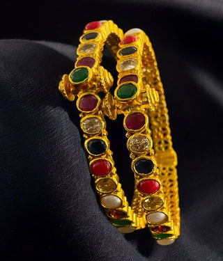 The Kripa Silver Navratna Bracelet (Size/2.2/2.4/2.6/2.8)