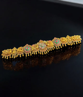 The Niharika Silver Jadau Oddiyanam Waist belt