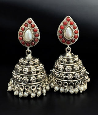 The Anavila Pearl & Coral Kokkethathi Silver Necklace & Earrings