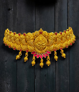 The Anulasya Silver Peacock Nakshi Choker Necklace