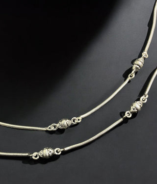 The Janya Silver Antique Anklets