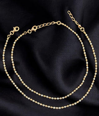 The Dazzle All Day Silver Rose-gold Anklets