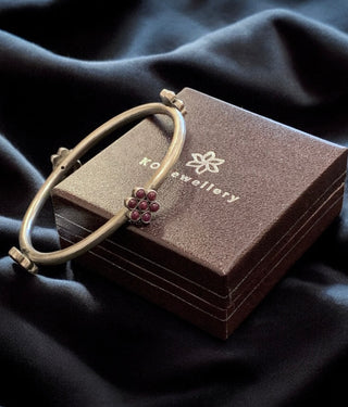 The Poovu Silver Kemp Bangle-Single (Oxidised/Size /2.2/2.4/2.6/2.8)