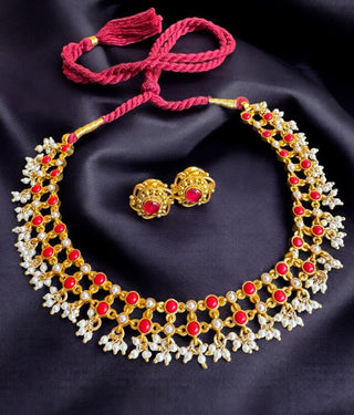 The Sayami Silver Coral Mesh Necklace & Earrings(2 layers)