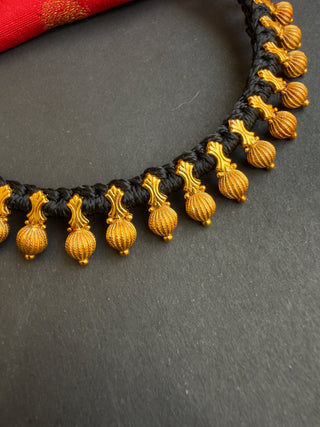 The Esha Silver Black Thread Necklace & Earrings