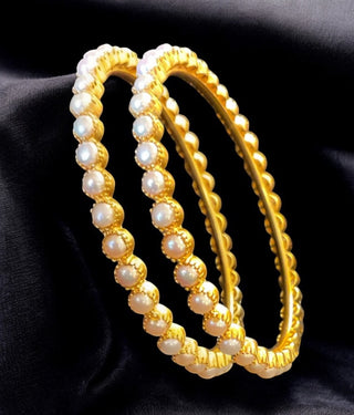 The Tanmaya Silver Premium Pearl Bangle- Single (Size/2.2/ 2.4/2.6/2.8)