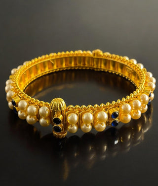 The Prisha Silver Pearl Bracelet Muttina Bale -Single ( Blue /Size /2.2/2.4/2.6/2.8)