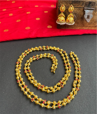 The Mrudula Mohanmala Silver 2 Layer Beads Chain & Jhumka
