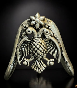 The Virat Silver Gandaberunda Adjustable Vanki Finger Ring