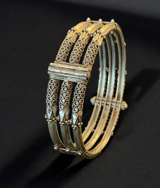 The Sharanya Ornate Silver Bracelet-Single (Oxidised/Size /2.2/2.4/2.6/2.8)