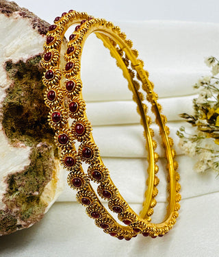 The Sahitya Silver Kemp Bangle (Red/Size/2.2/2.4/2.6/2.8)