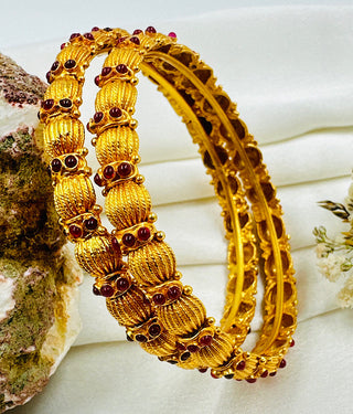 The Gauravi Silver Kemp Bangle (Red/Size/2.2/2.4/2.6/2.8)